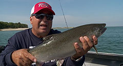 Hook n' Look's Kim Stricker - Salmon Fishing with Sport Fish Michigan,salmon fishing, catching salmon, kim stricker, hook n look, lake michigan, platte bay, sleeping bear dunes, coho salmon, fishing